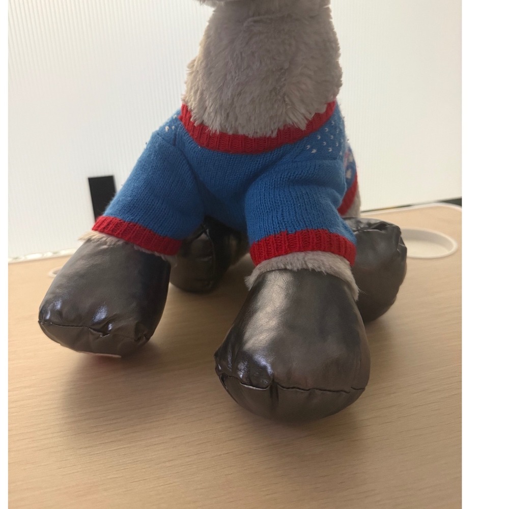 Build-A-Bear Gray Silver Gust Moose Reindeer Plush Holiday Candy‎ Cane Sweater - Picture 3 of 8